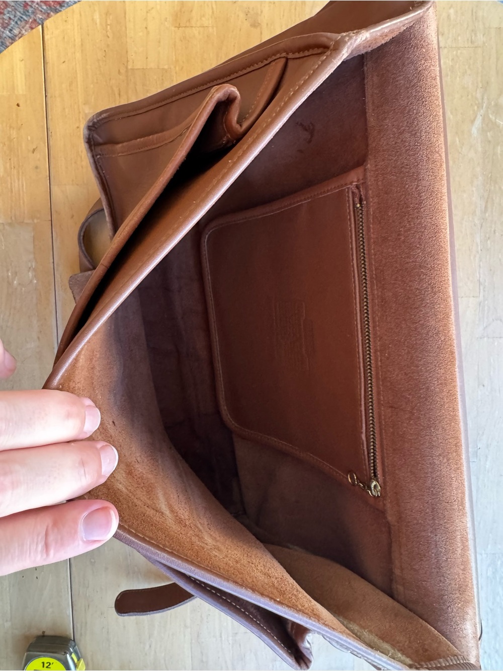 Coach Brown Leather Flap Laptop Satchel with Adjustable Strap - Picture 11 of 12